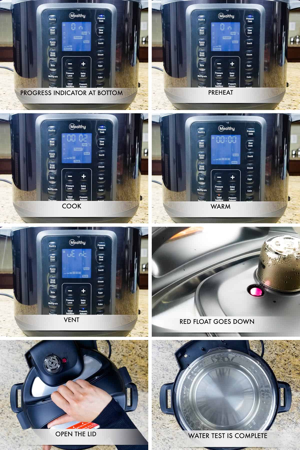 detailed step by step photos of mealthy multipot water test - steps 9-16