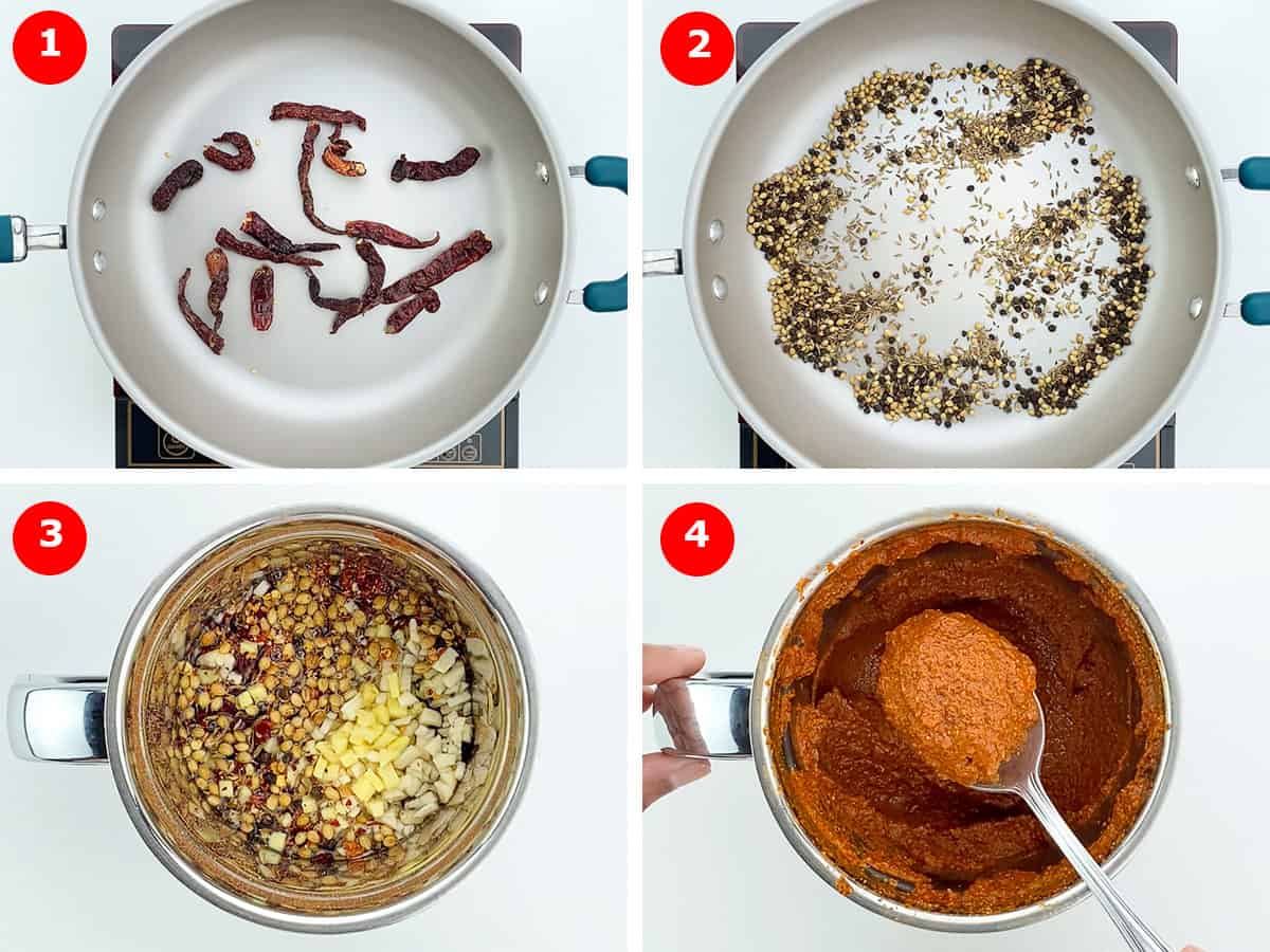 step by step photos of making ghee roast masala