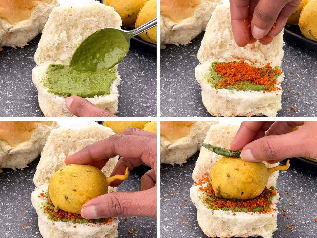 step by step photos of making mumbai style vada pav.