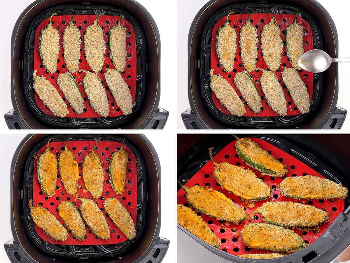 step by step photos of making jalapeno poppers in air fryer.